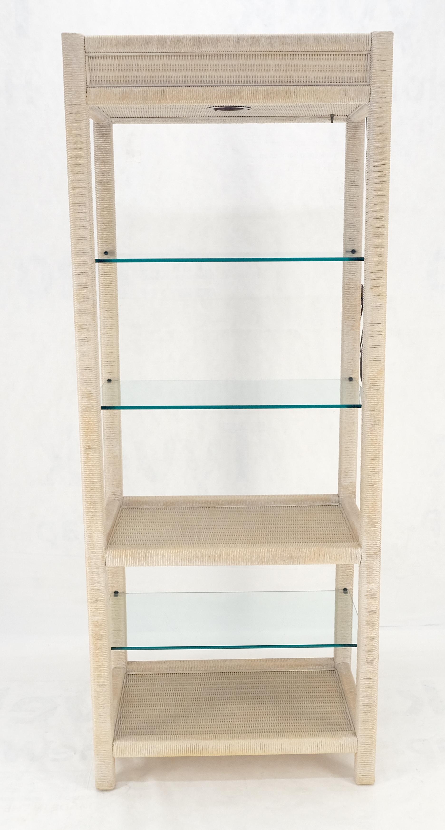 Mid-Century moderno Whiting Pickled Rush Cane Bamboo Wrapped 5 Shelves 76