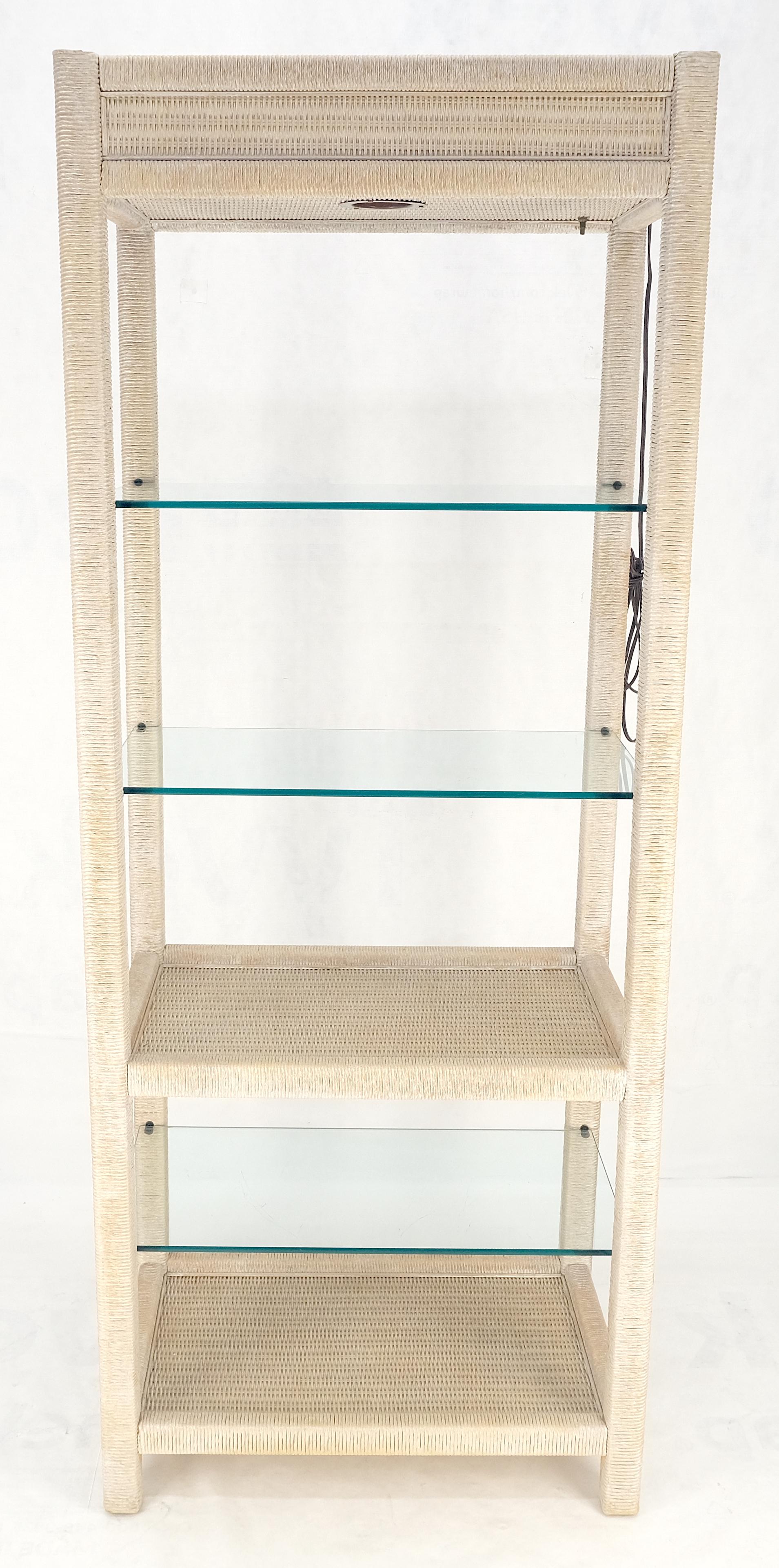 Laccato Whiting Pickled Rush Cane Bamboo Wrapped 5 Shelves 76