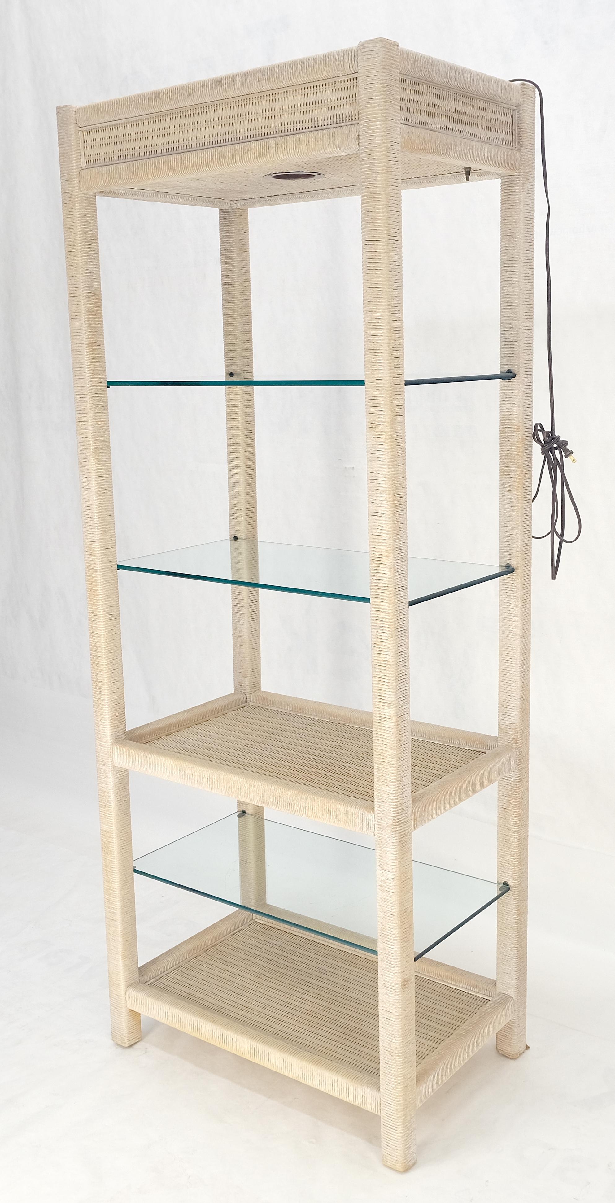 XX secolo Whiting Pickled Rush Cane Bamboo Wrapped 5 Shelves 76