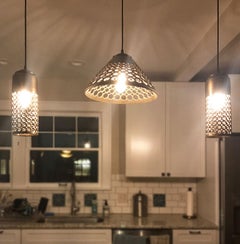 White Pierced Conical Ceramic Pendant Light