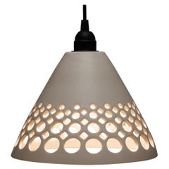 White Pierced Conical Ceramic Pendant Light