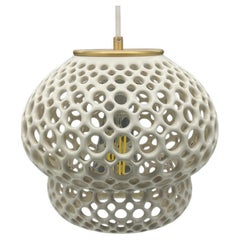 White Pierced Double Gourd Ceramic Pendant Light