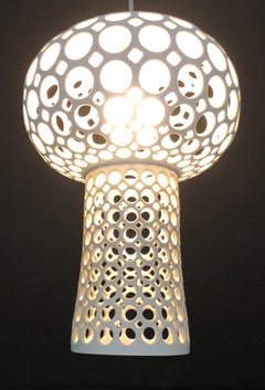 White Pierced Inverted Vase Pendant Light, in Stock