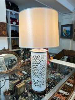 White Pierced Porcelain Chinoiserie Lamp