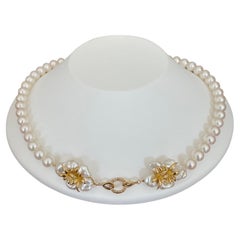 White Pink Akoya & Keshi Pearl Gold Necklace