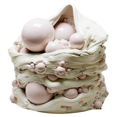 White & Pink Ceramic Sculptural Vase Italian Contemporary, 21st Century 3D Print