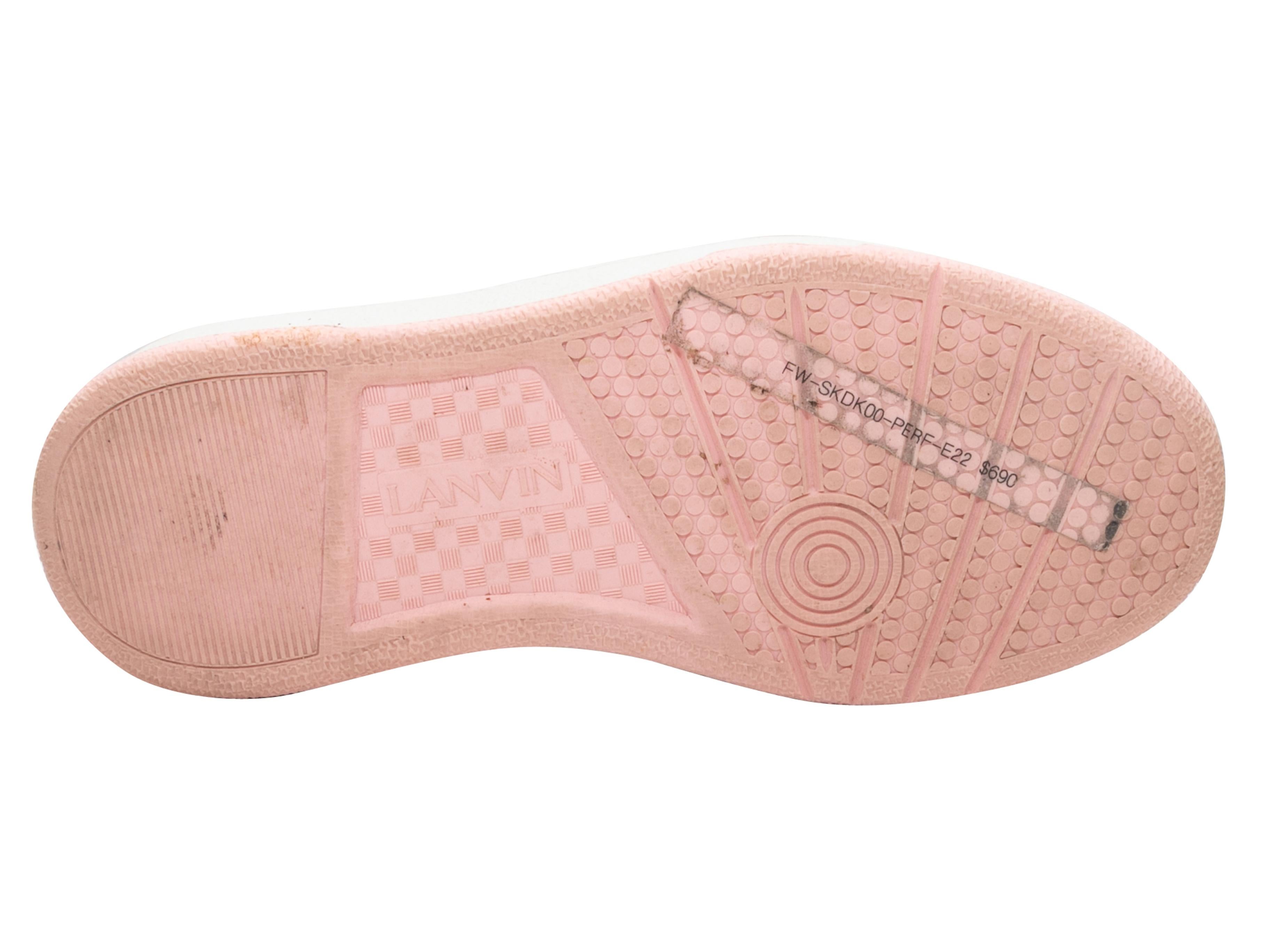 Donna Scarpe da ginnastica basse in pelle bianche e rosa Lanvin numero 37 in vendita