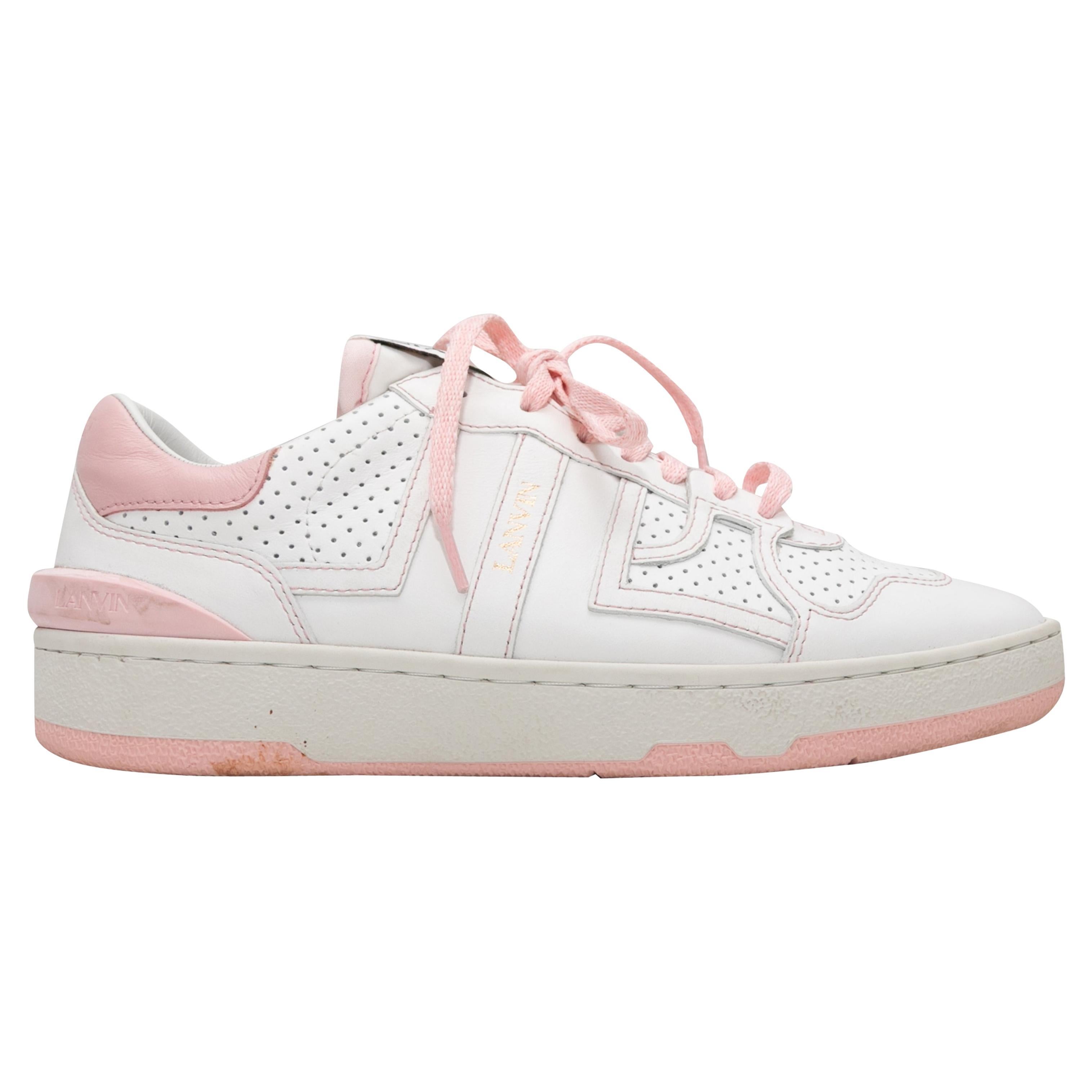 Baskets basses Lanvin blanches et roses, taille 37