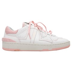 White & Pink Lanvin Low-Top Leather Sneakers Size 37