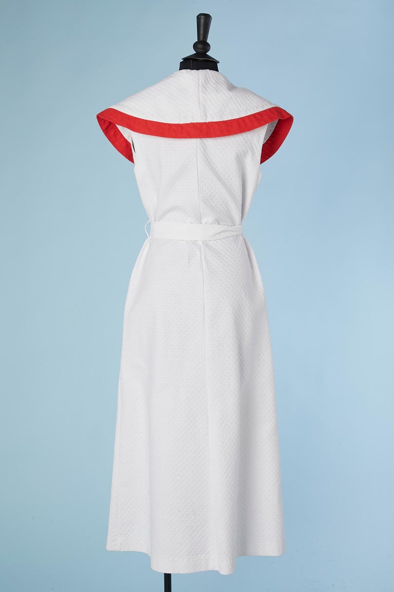 White piqué de coton Robe with red cotton edge Christian Dior Lingerie ...