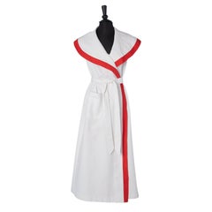 White piqué de coton Robe with red cotton edge Christian Dior Lingerie 