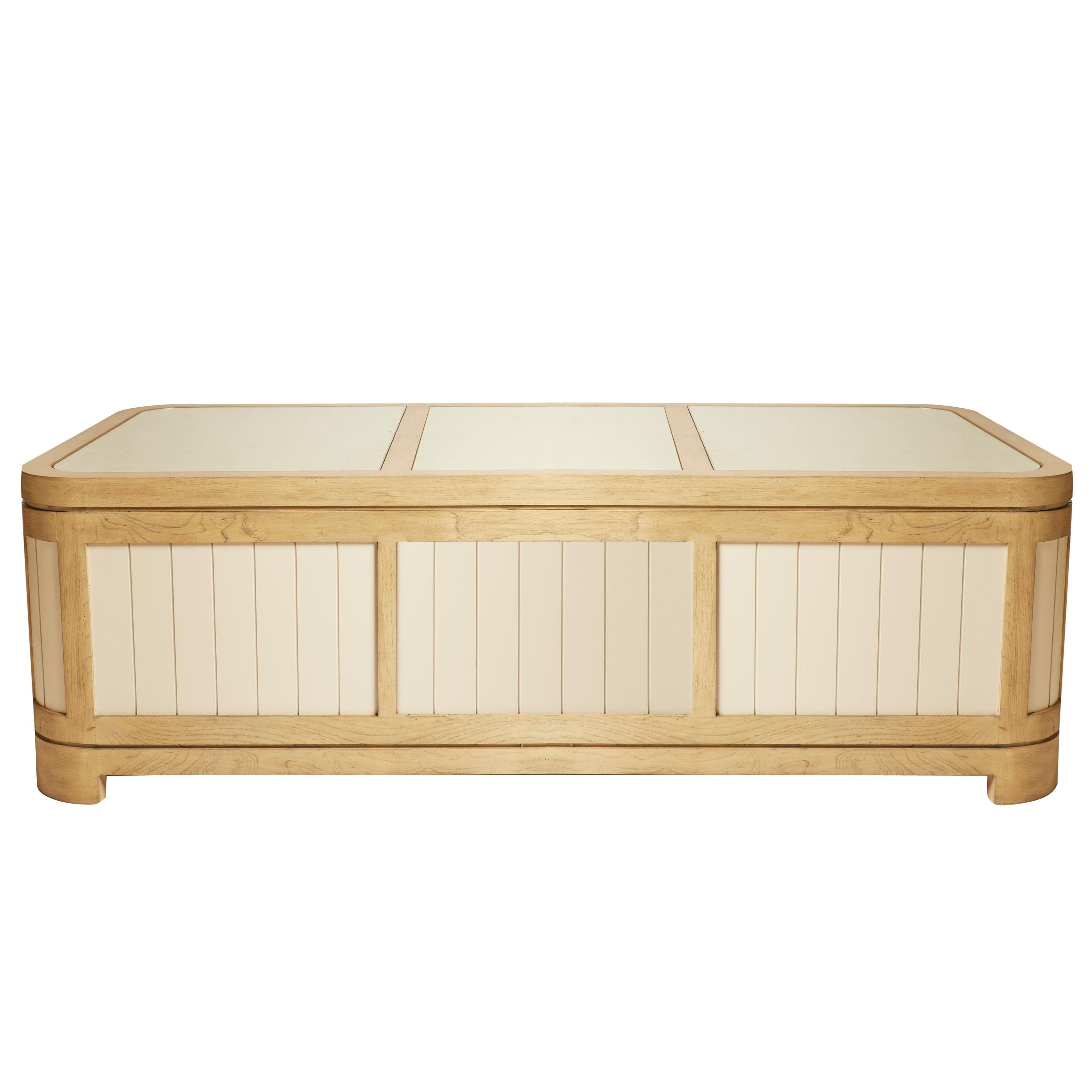 White Planked Wood Trunk Coffee Table For Sale