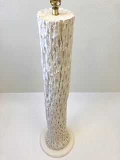 White Plaster and Brass Saguaro Floor Lamp