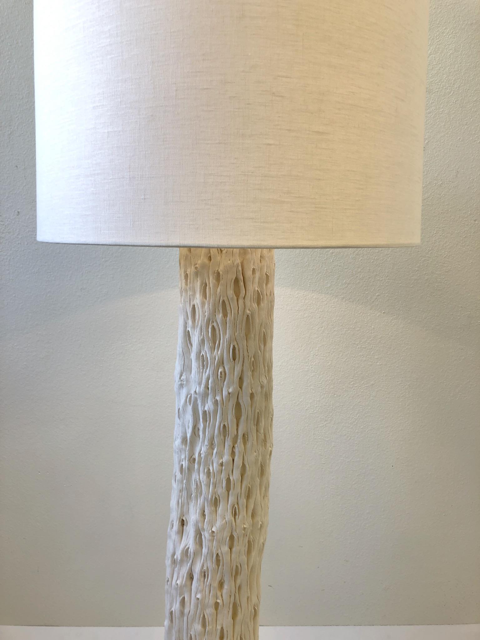 White Plaster and Brass Saguaro Floor Lamp  In Excellent Condition For Sale In Palm Springs, CA