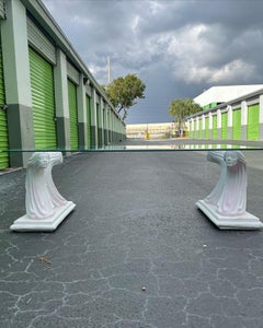 White Plaster and Glass Art Deco Lady in the Wind Coffee Table