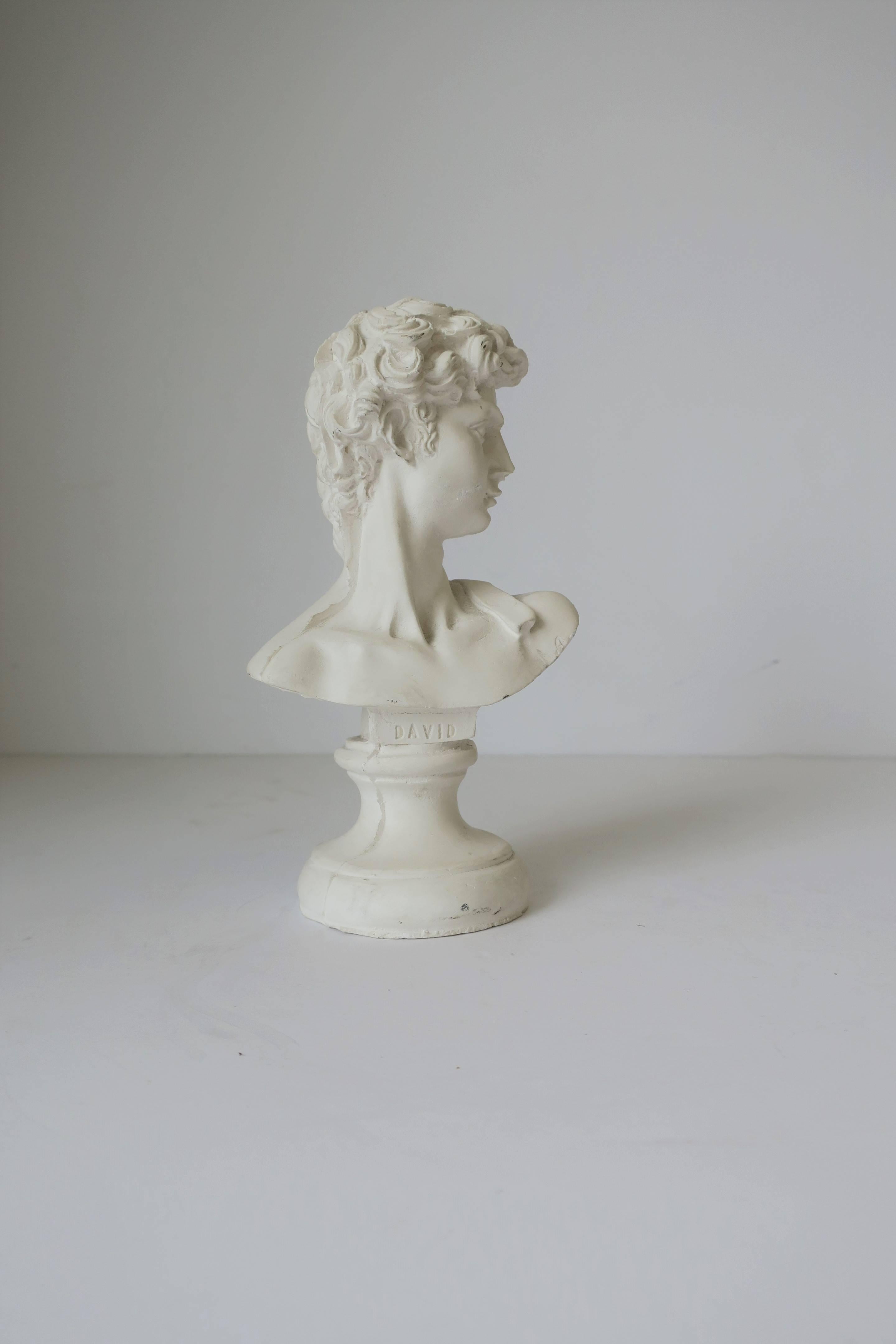 White Plaster Classical Roman Style Male Bust Sculpture of The David 1