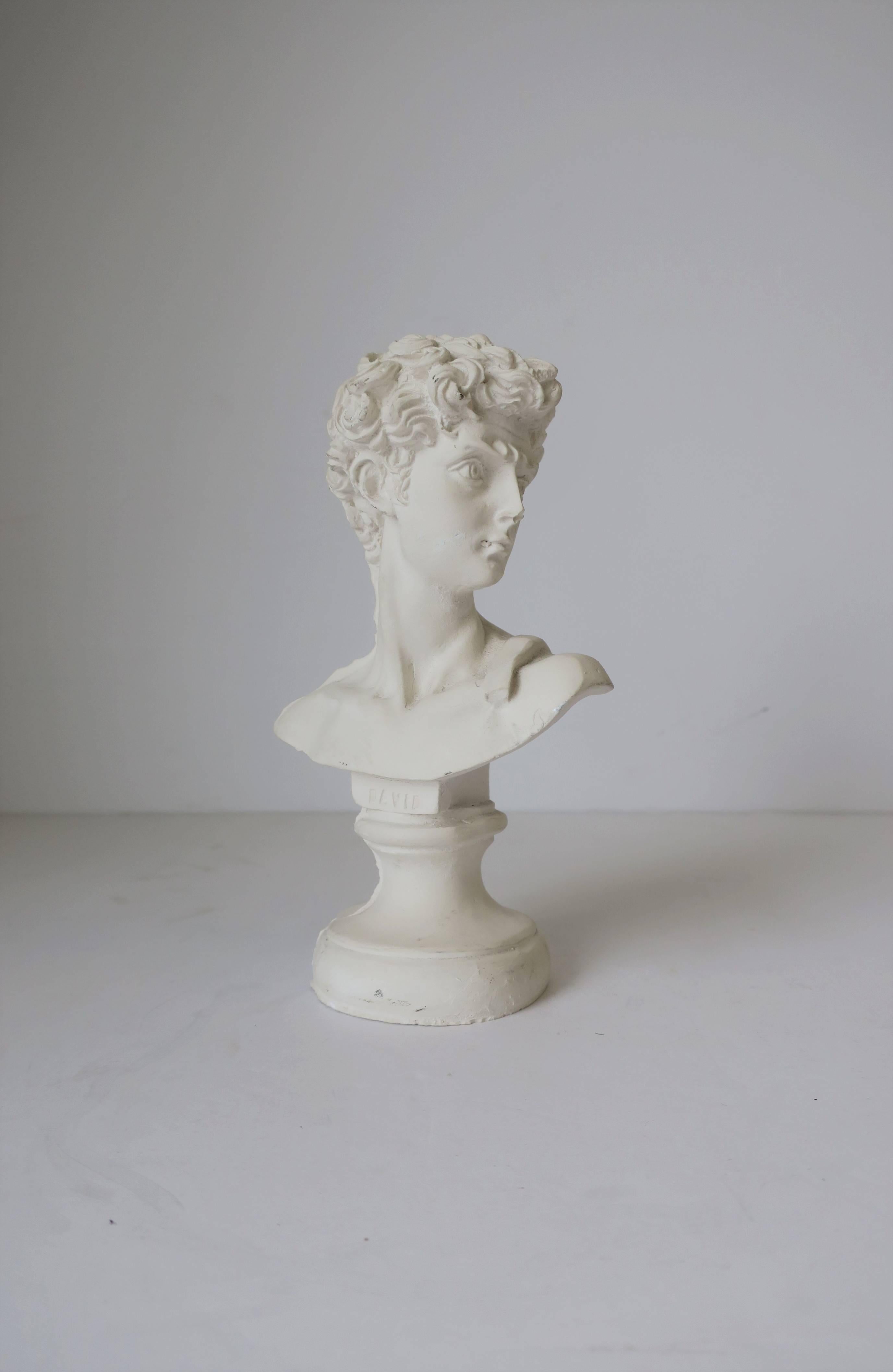 Unknown White Plaster Classical Roman Style Male Bust Sculpture of The David
