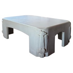 White Plaster Coffee Table With Deco Details