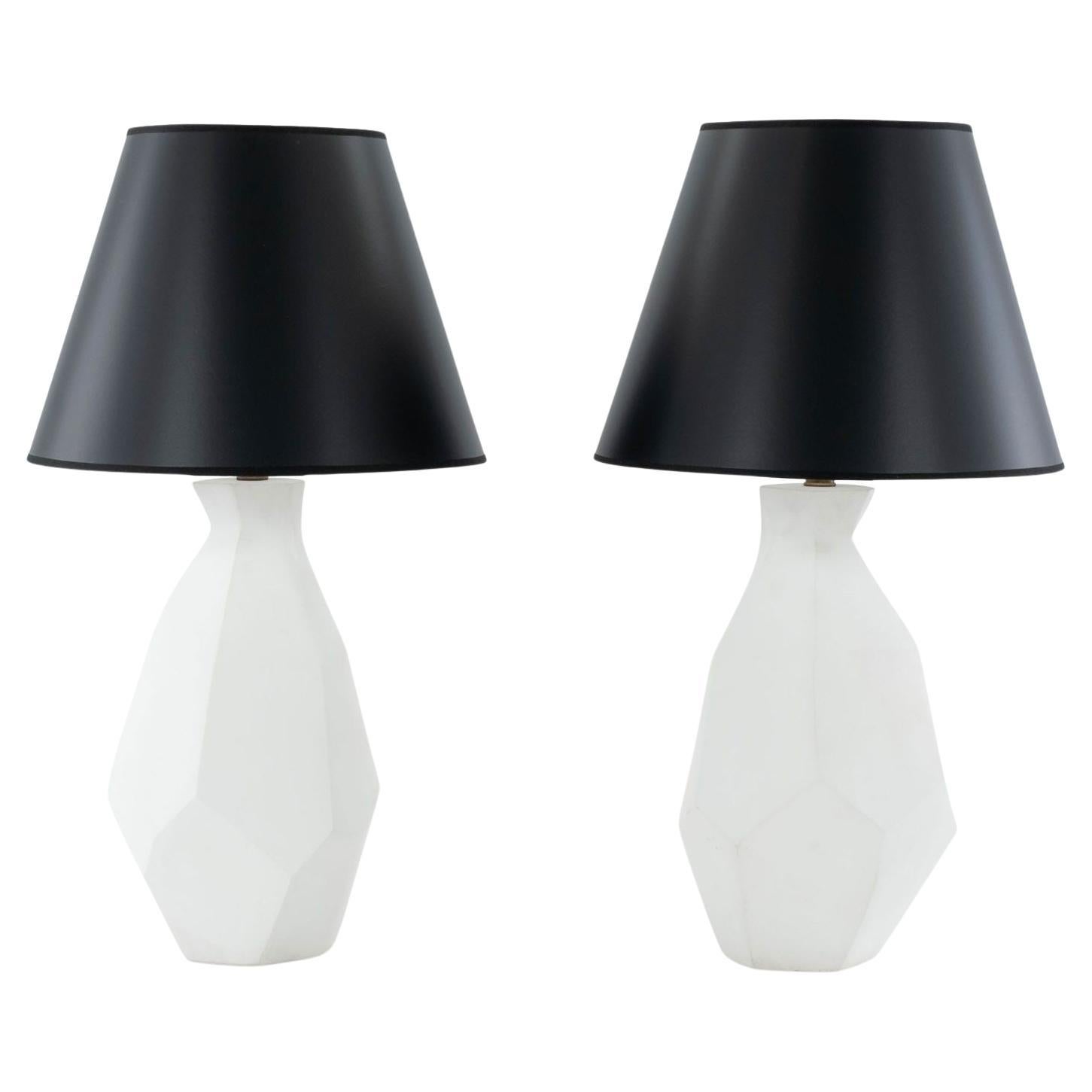 Lampe „Cubist“ aus weißem Gips im Angebot