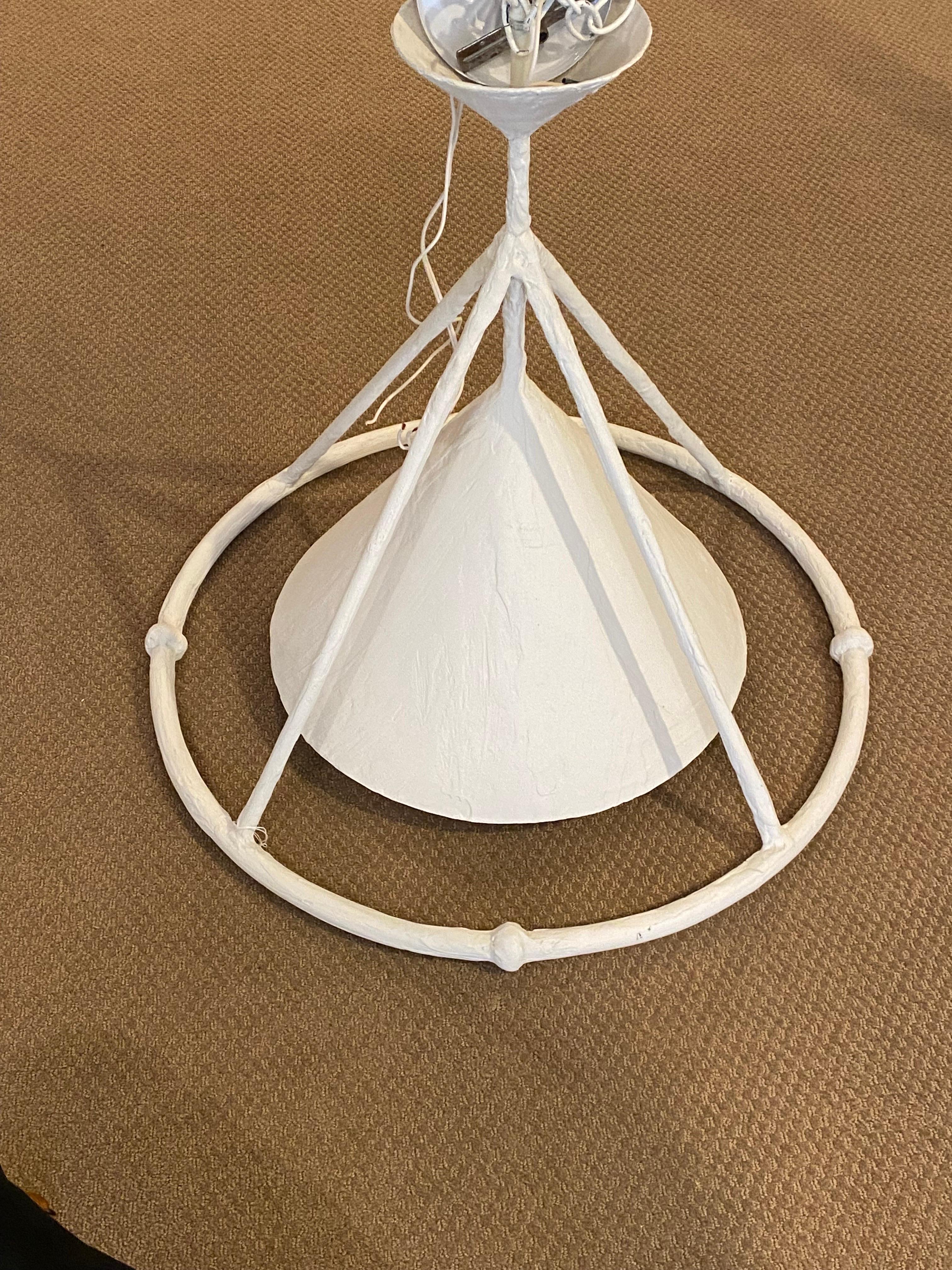 White Plaster Custom Hanging Lighting Fixture by Paul Ferrante  For Sale 4