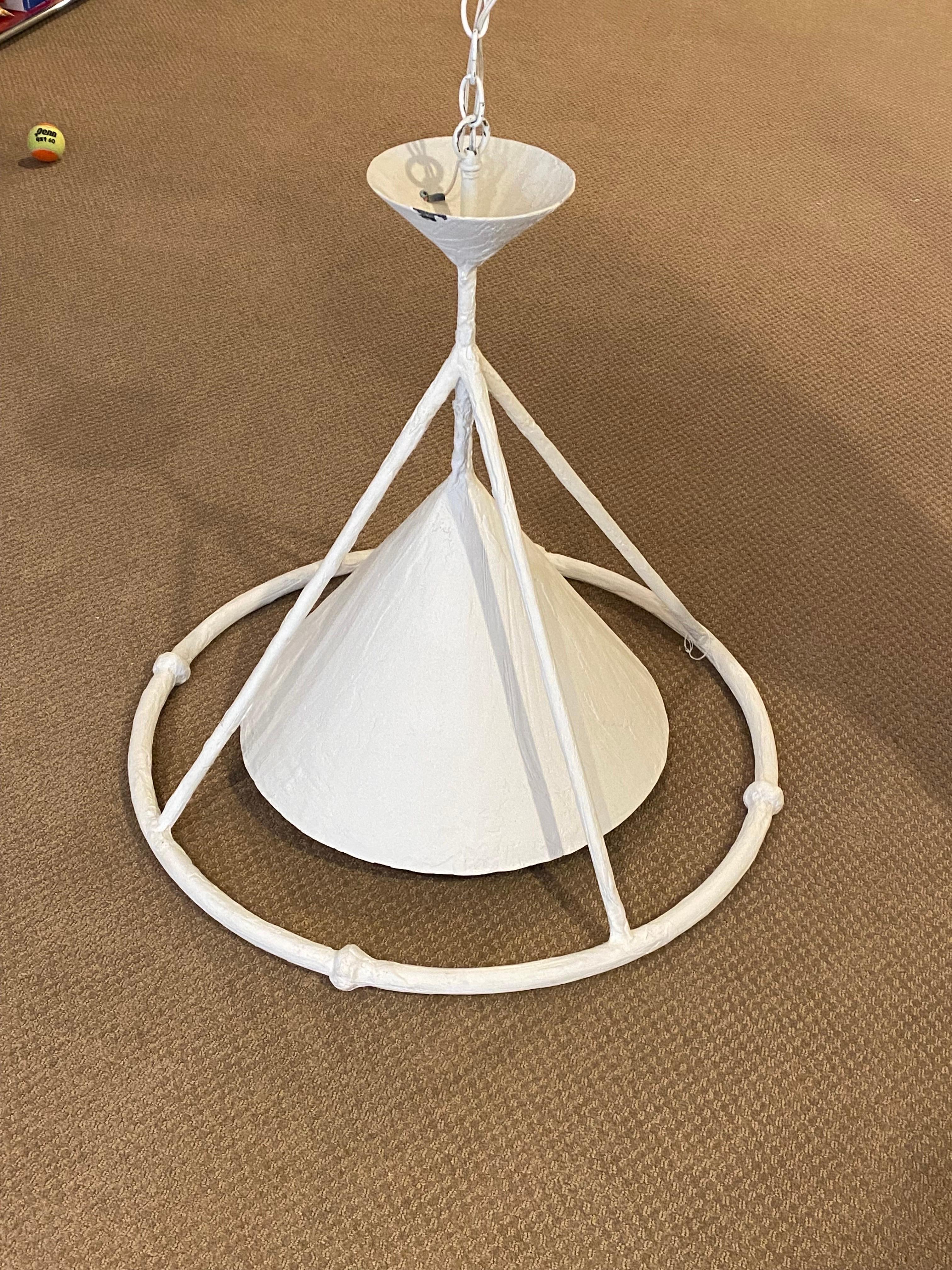 American White Plaster Custom Hanging Lighting Fixture by Paul Ferrante  For Sale