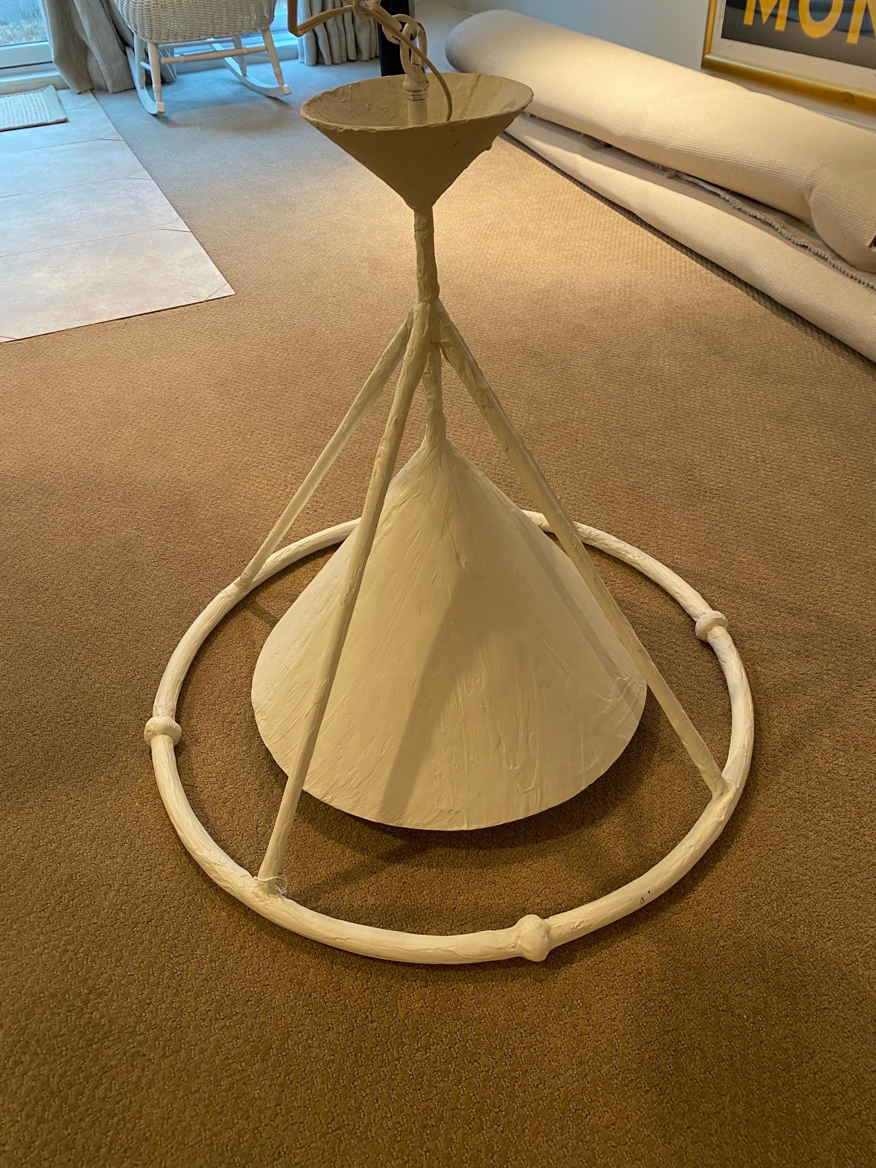 White Plaster Custom Hanging Lighting Fixture by Paul Ferrante  In Good Condition For Sale In Southampton, NY