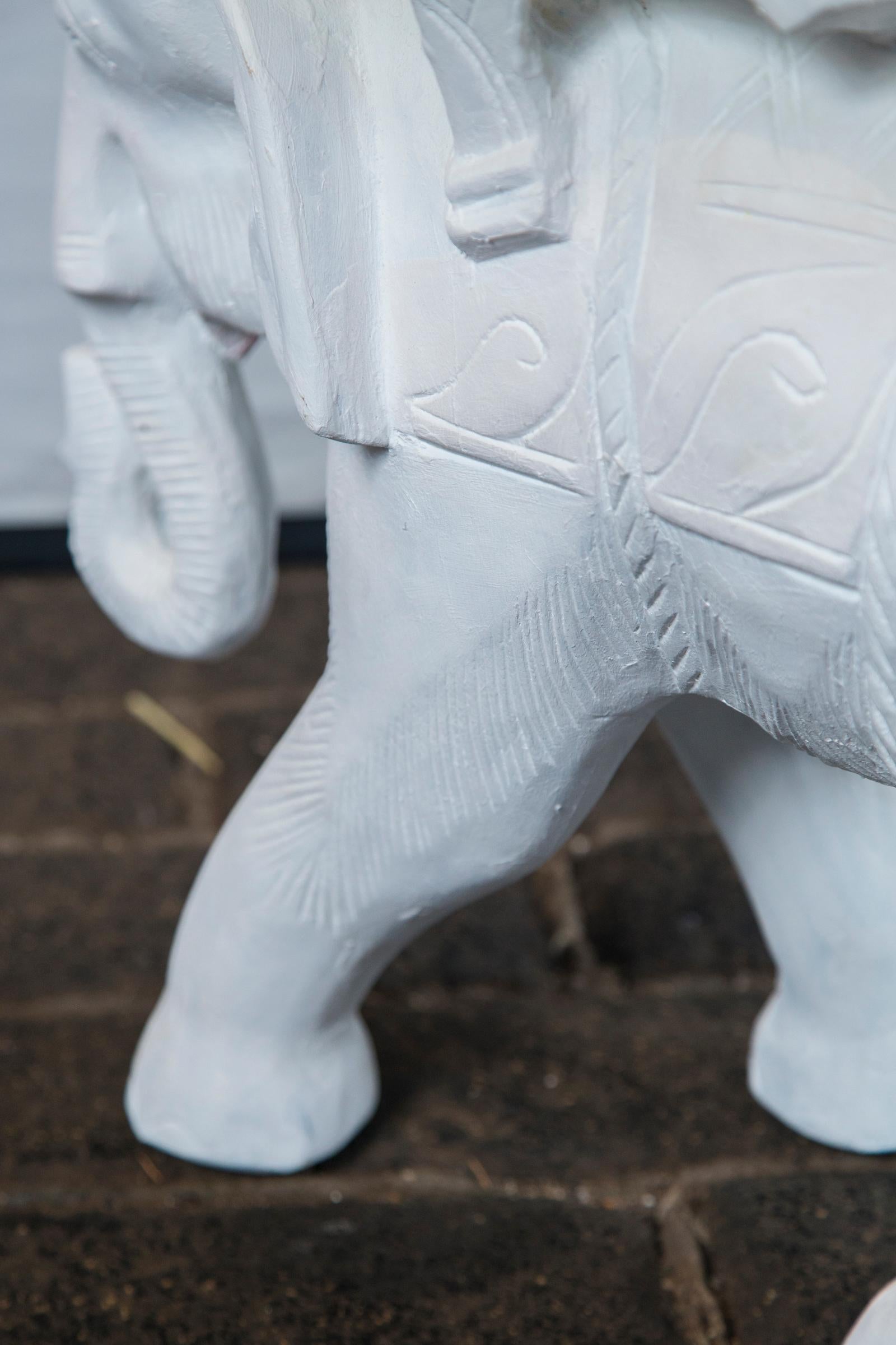White Plaster Elephant Side Table, 1970s 3