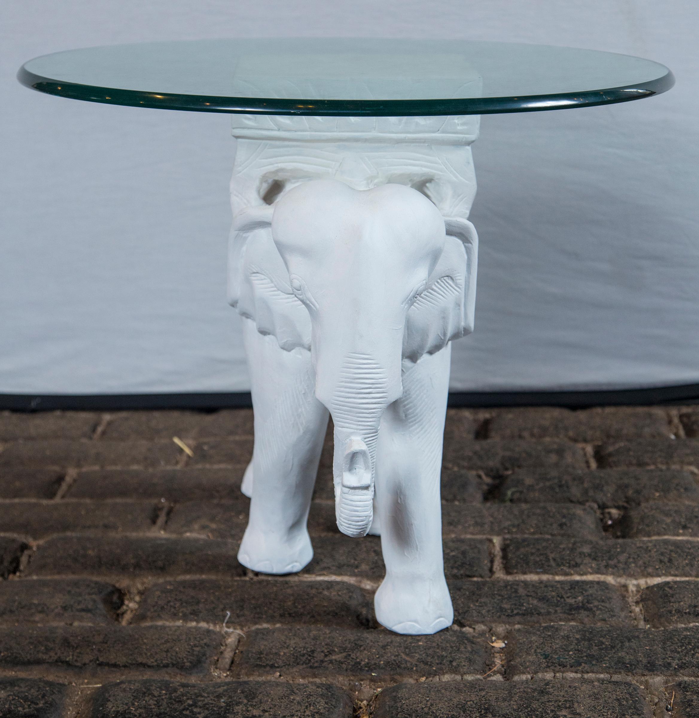 white plaster side table