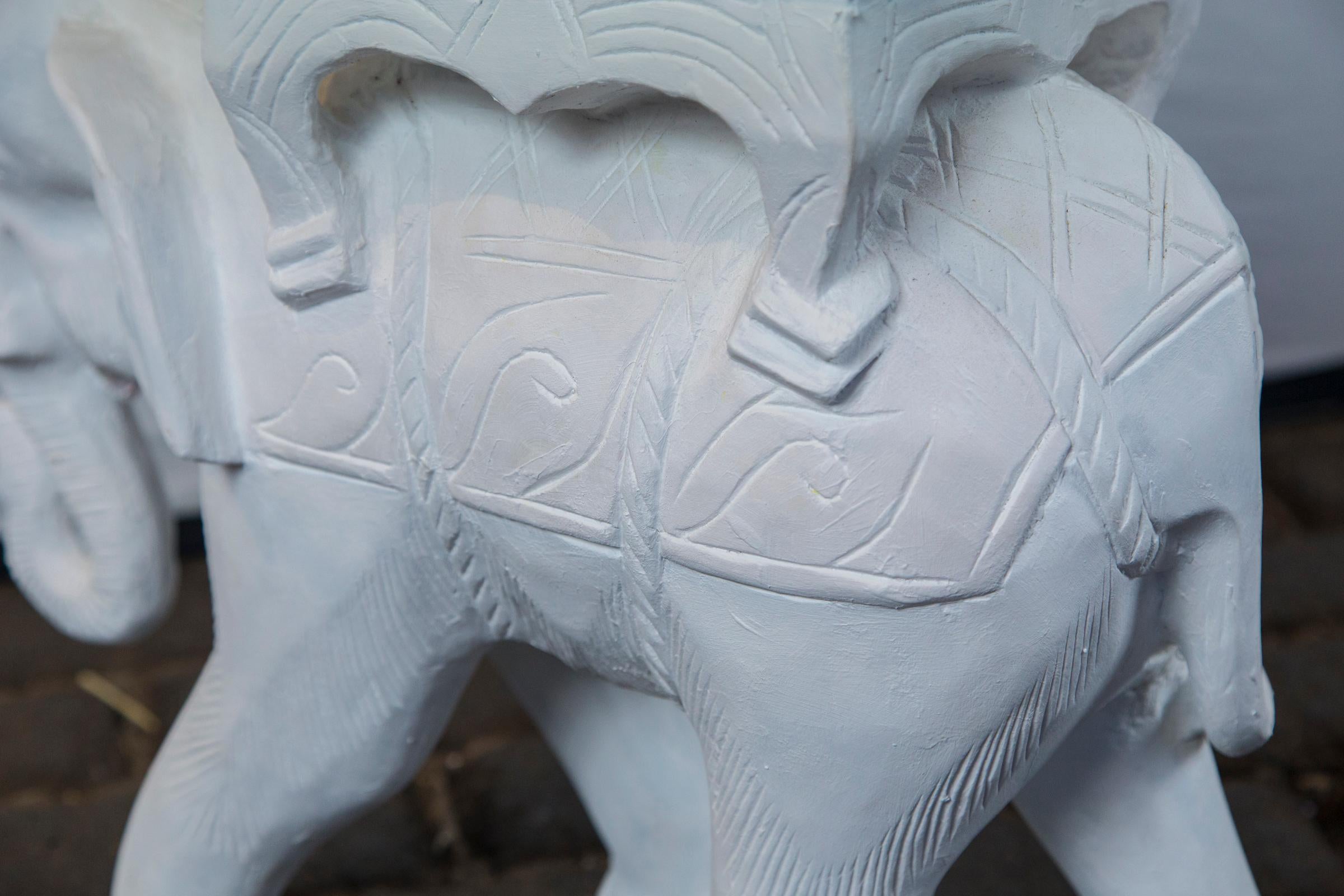 White Plaster Elephant Side Table, 1970s 2
