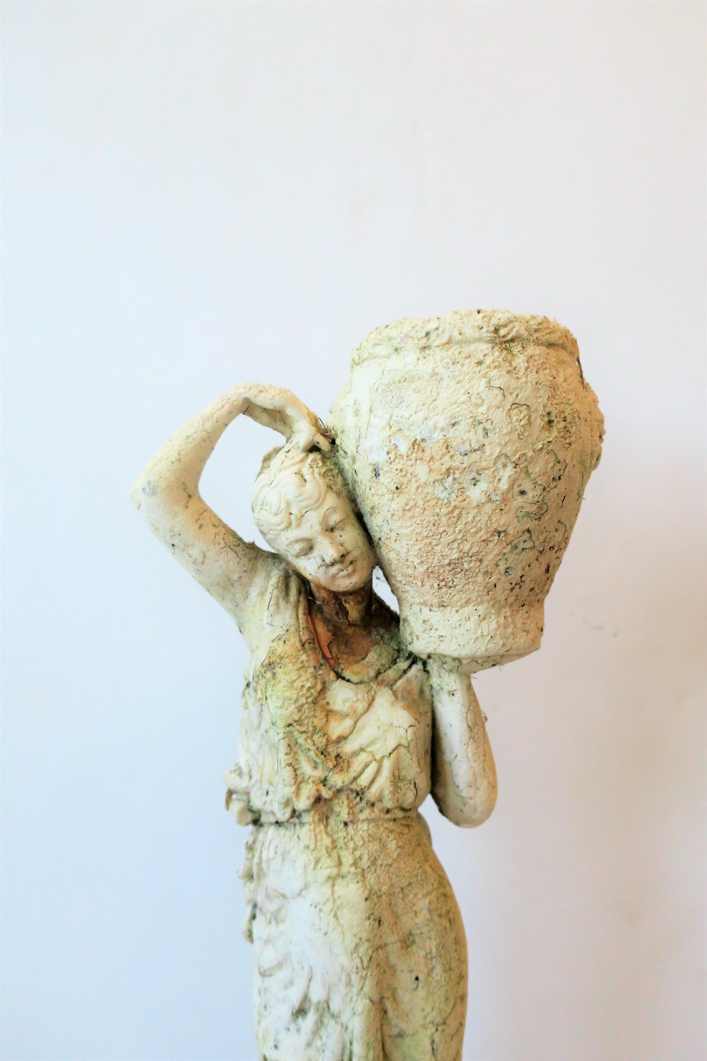 Italian Female Garden Sculpture with Decorative Planter Pot