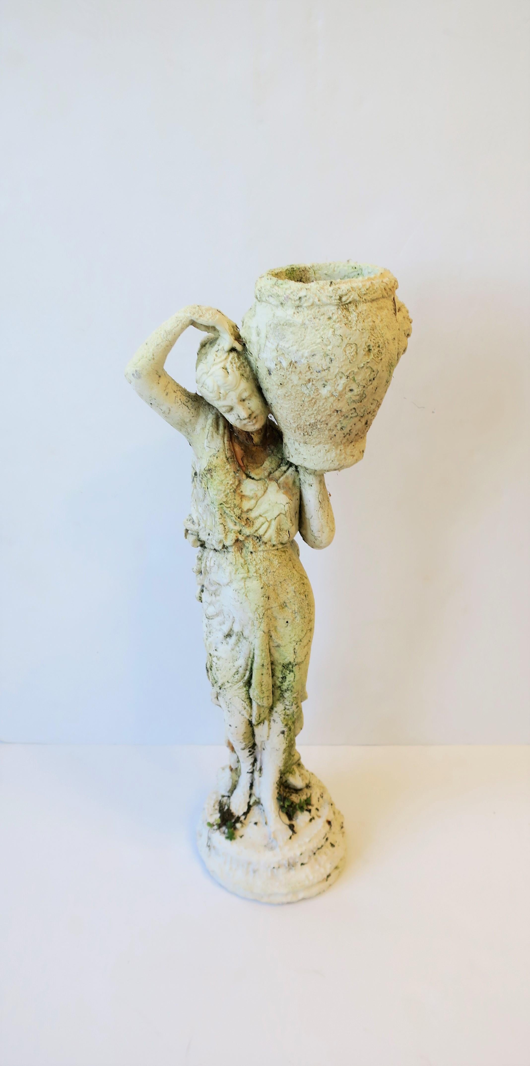 Female Garden Sculpture with Decorative Planter Pot In Good Condition In New York, NY