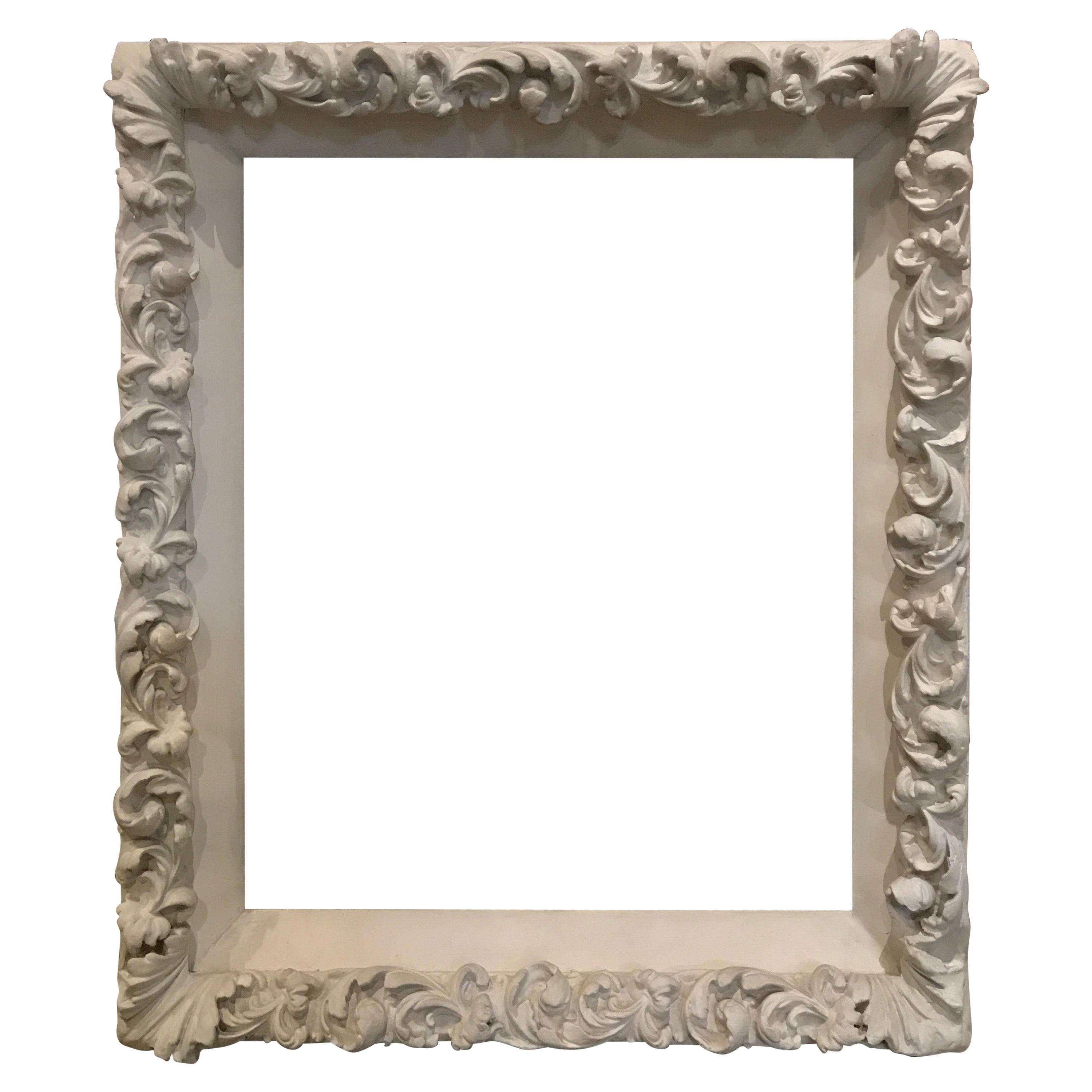 White Plaster Frame Large Thick, 1940s For Sale