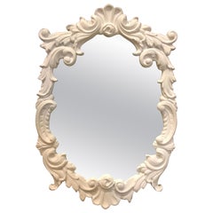 White Plaster Framed Mirror Thick, 1940s