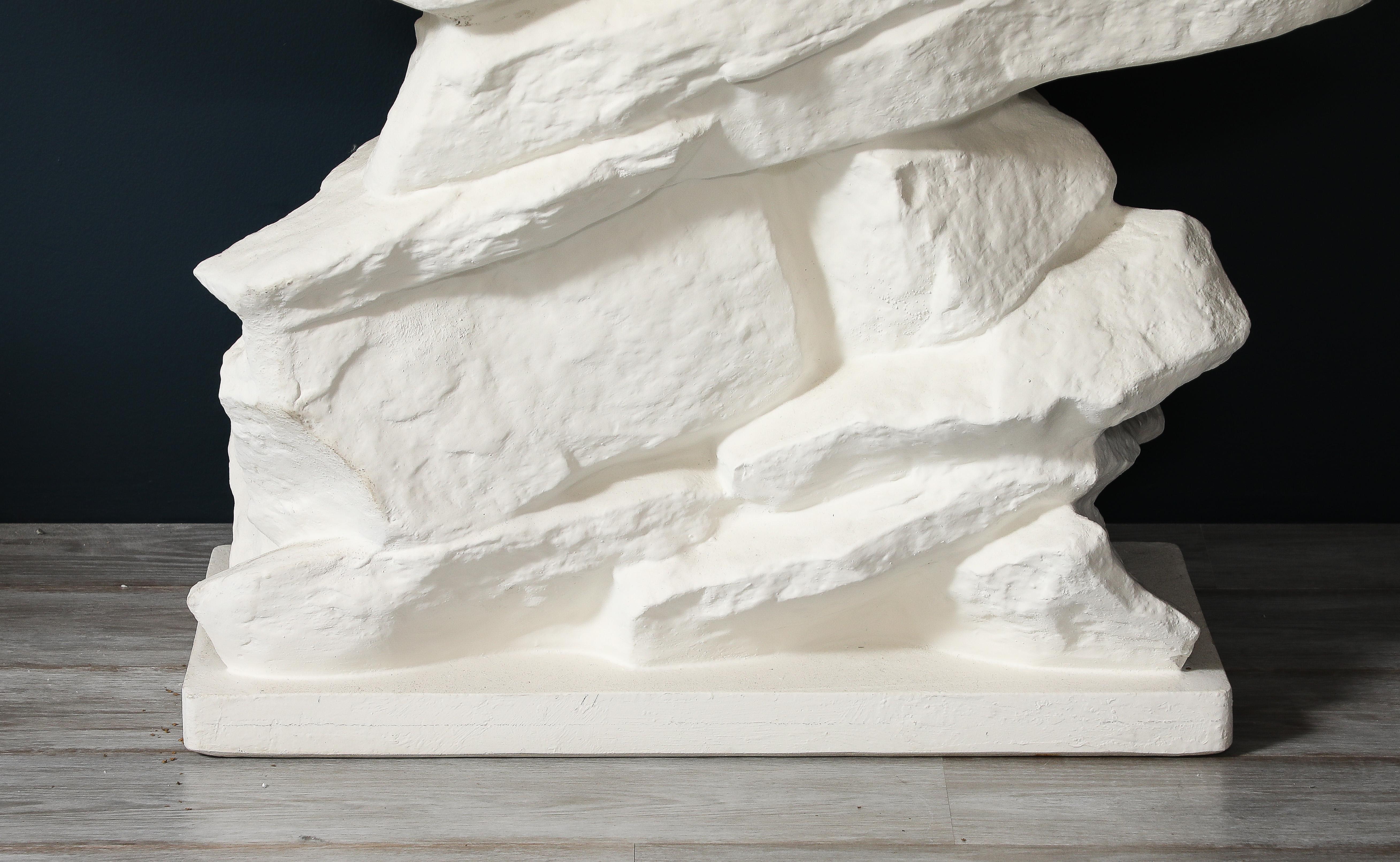 White Plaster Grand Quarry Ledge Console, by Sirmos After Emilio Terry, 1 of 2 For Sale 6