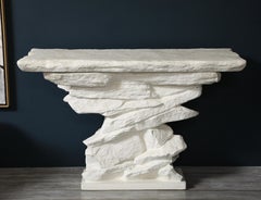White Plaster Grand Quarry Ledge Console, by Sirmos After Emilio Terry, 1 of 2