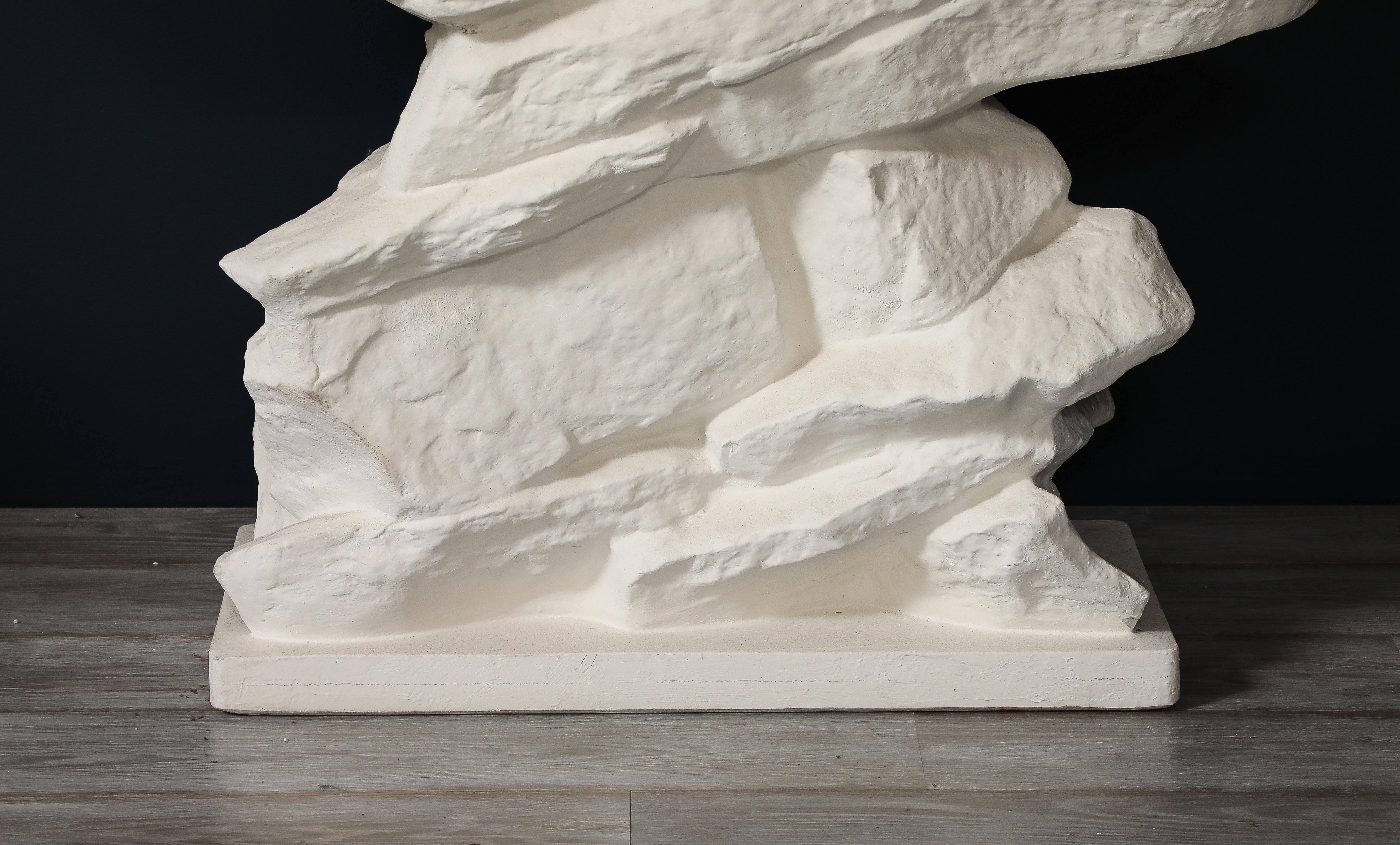 White Plaster Grand Quarry Ledge Console, by Sirmos After Emilio Terry, 1 of 2 For Sale 2