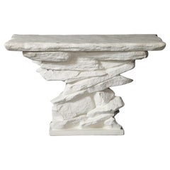 White Plaster Grand Quarry Ledge Console, by Sirmos After Emilio Terry, 1 of 2
