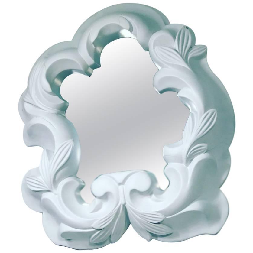 White Plaster Mirror in the Manner of Serge Roche For Sale