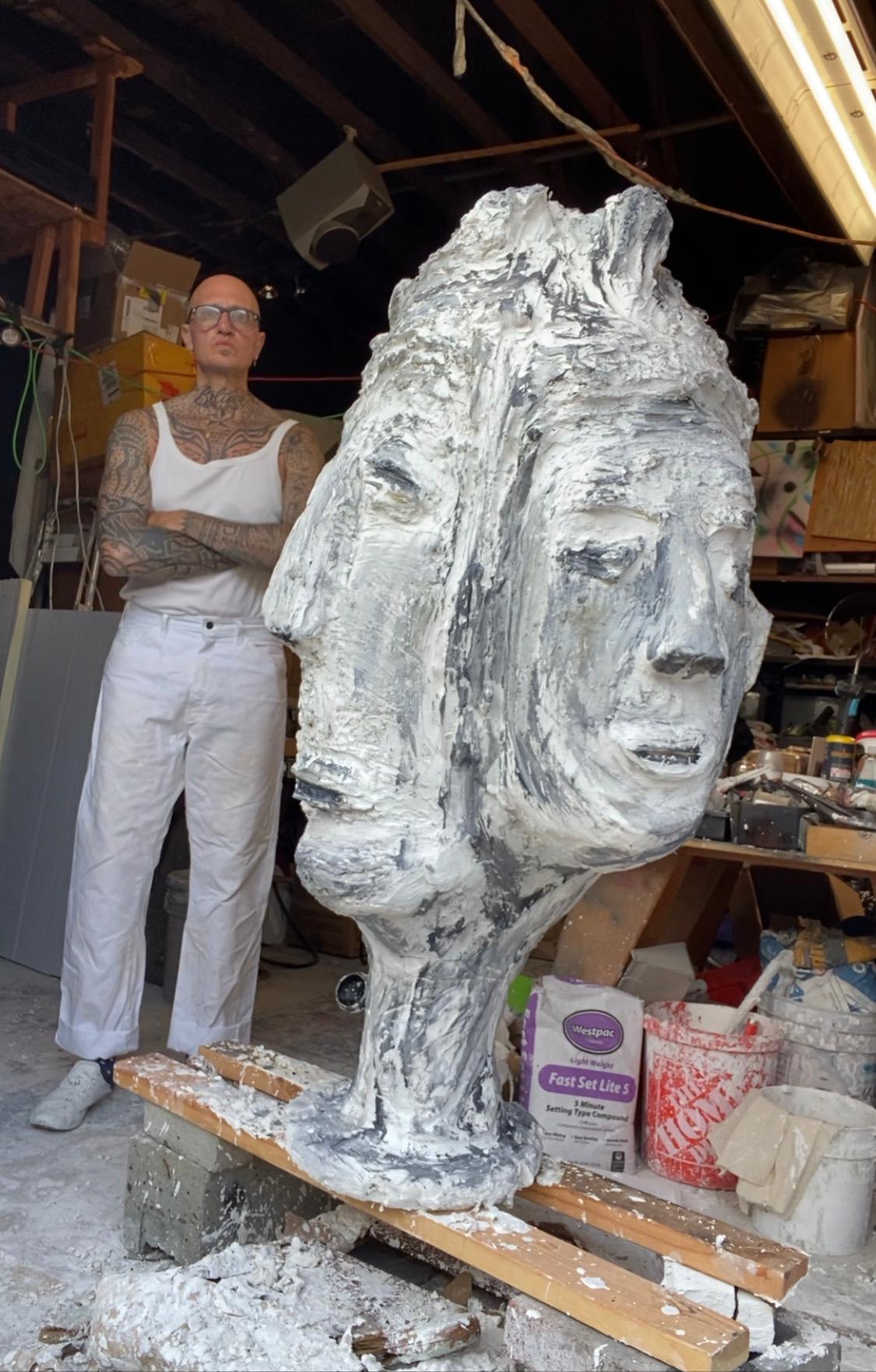 White Plaster Sculptural Figure, 21st Century by Mattia Biagi In New Condition For Sale In Culver City, CA