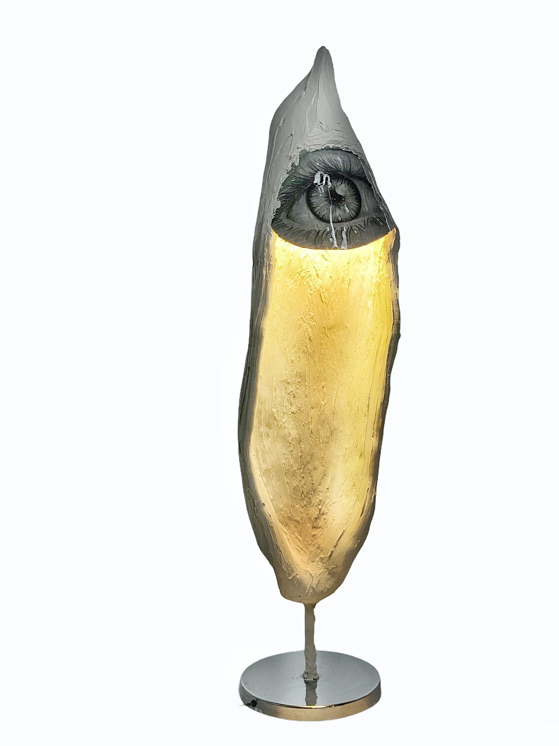 Métal Lampadaire sculptural en plâtre blanc, 21e siècle par Mattia Biagi en vente
