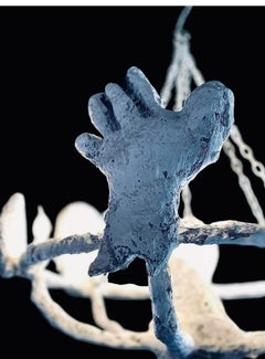 White Plaster Sculptural Pendant Chandelier, 21st Century by Mattia Biagi