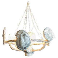 White Plaster Sculptural Pendant Chandelier, 21st Century by Mattia Biagi