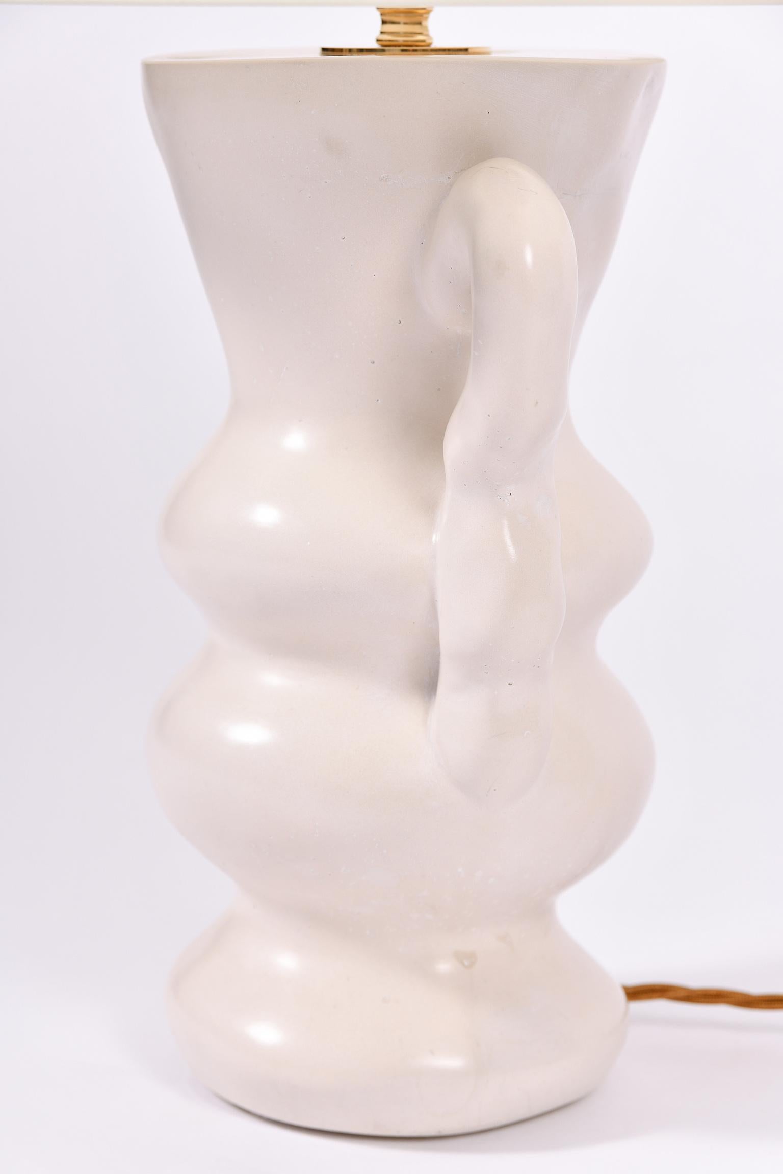 White Plaster Table Lamp, by Dorian Caffot de Fawes 1