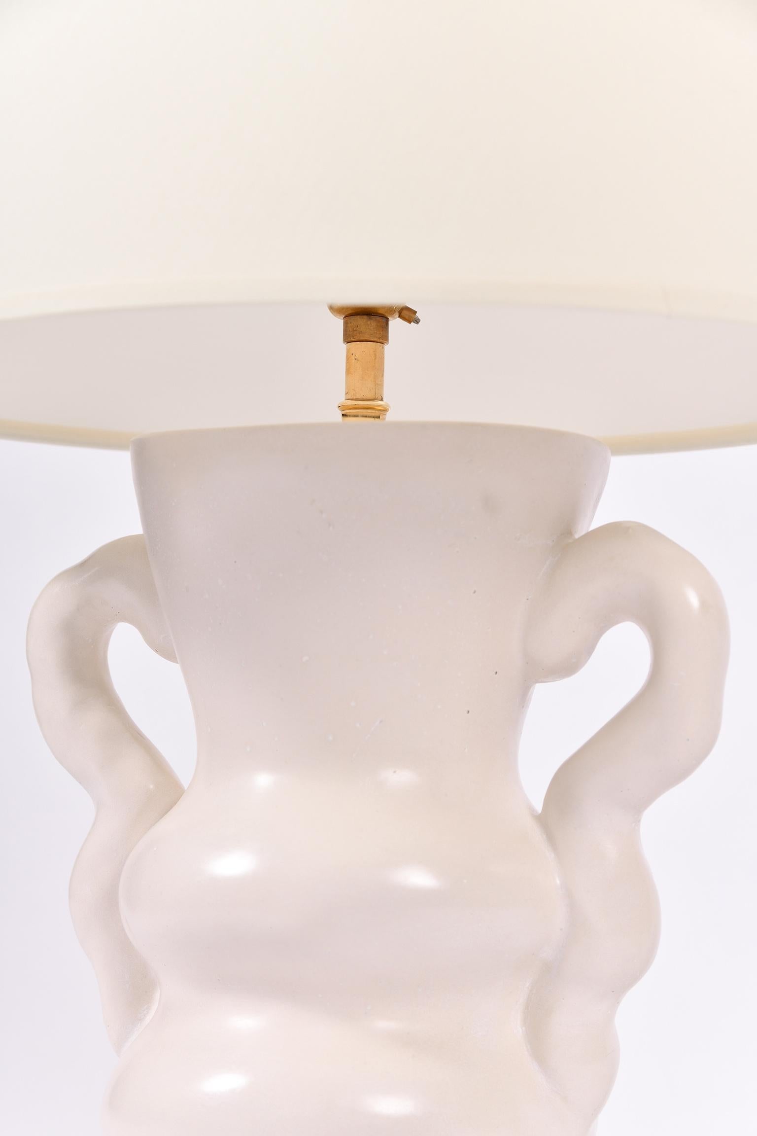 White Plaster Table Lamp, by Dorian Caffot de Fawes 2