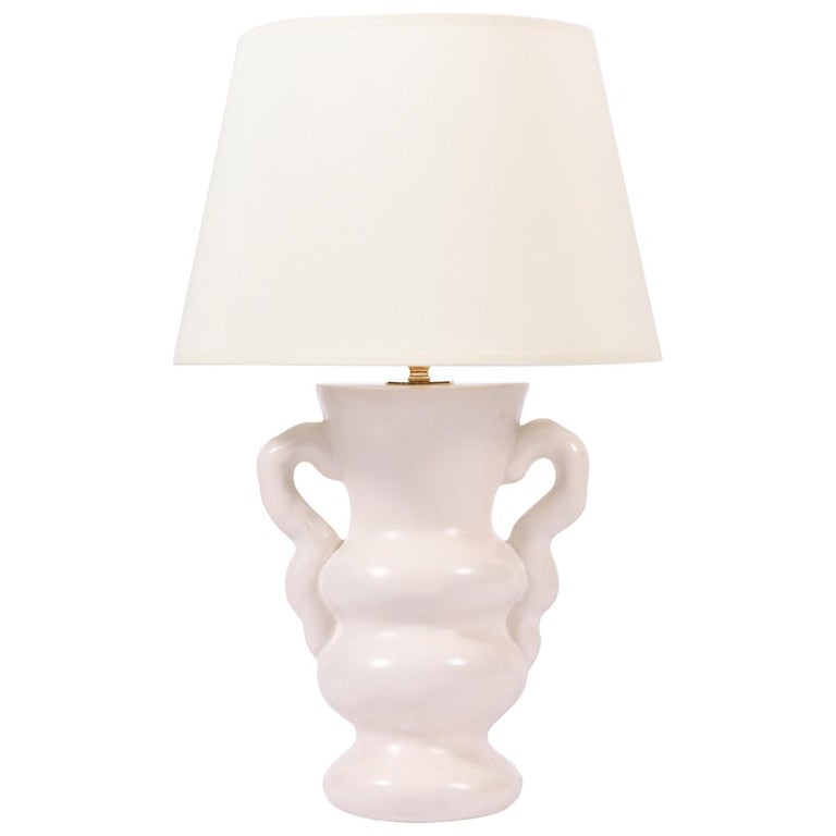 White Plaster Table Lamp By Dorian Caffot De Fawes
