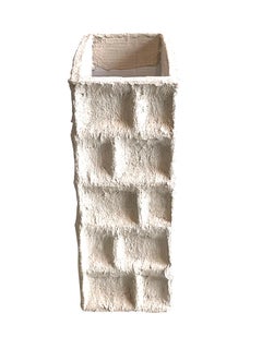 White Plaster Textured Vase, Spain, Contemporary