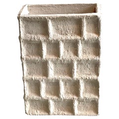 White Plaster Textured Vase, Spain, Contemporary