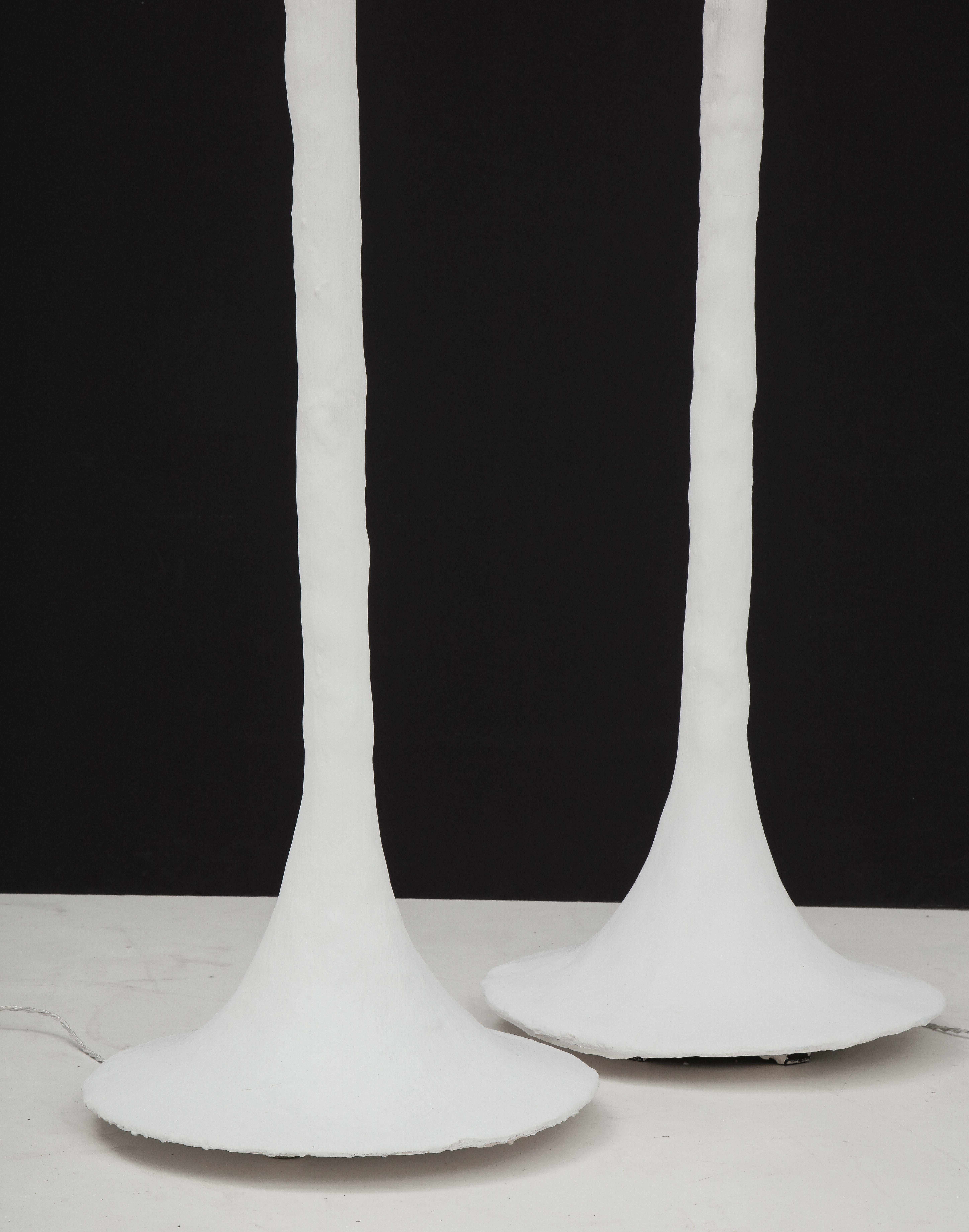 Hand-Crafted White Plaster Torchiere Lamp by Kasper Dolatowski