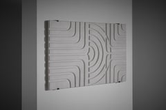 White plaster wall relief by Momcilo Milovanovic, 1975