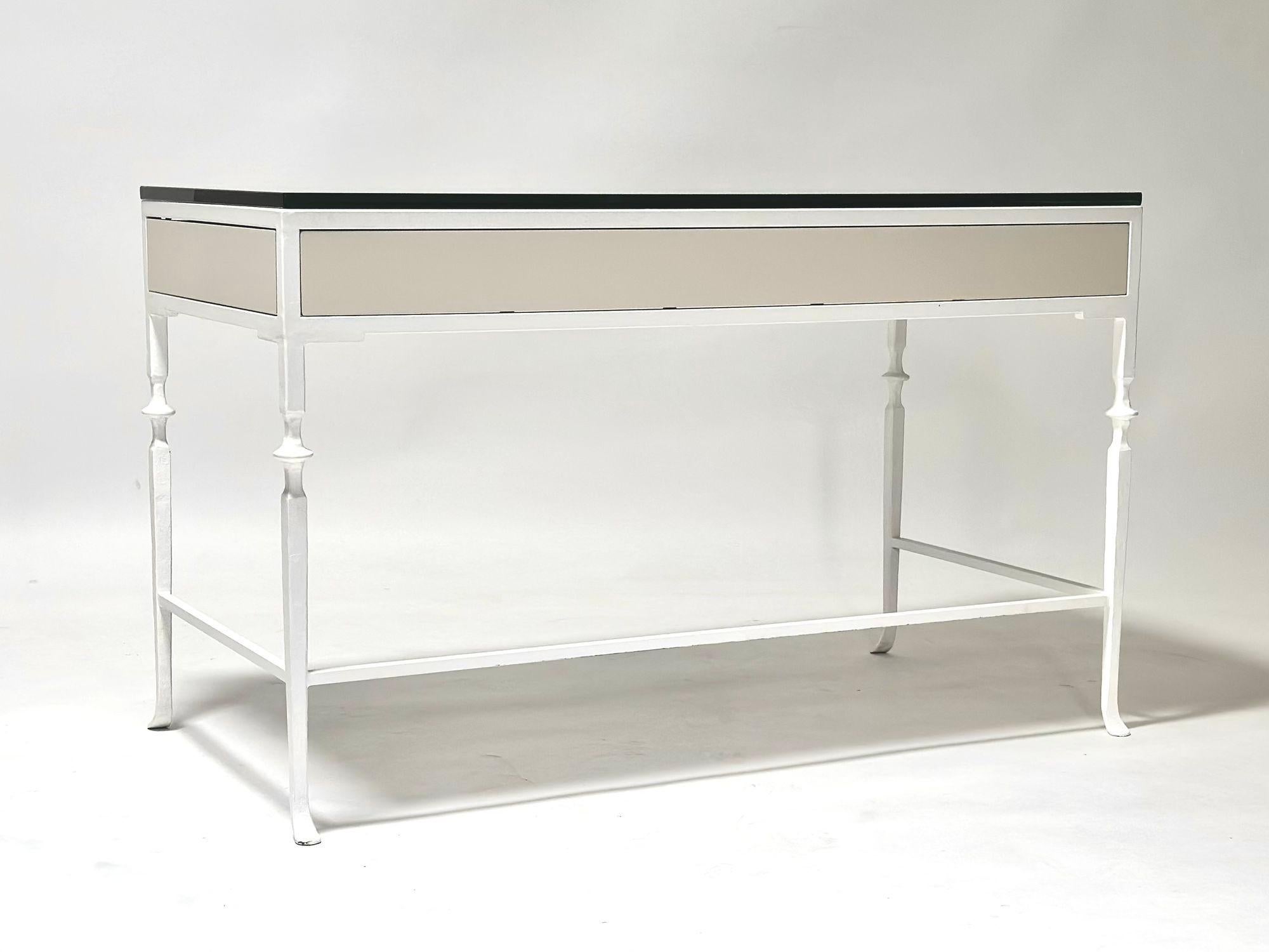 Swiss White Plastered Iron Desk Style of Giacometti, 1970 For Sale